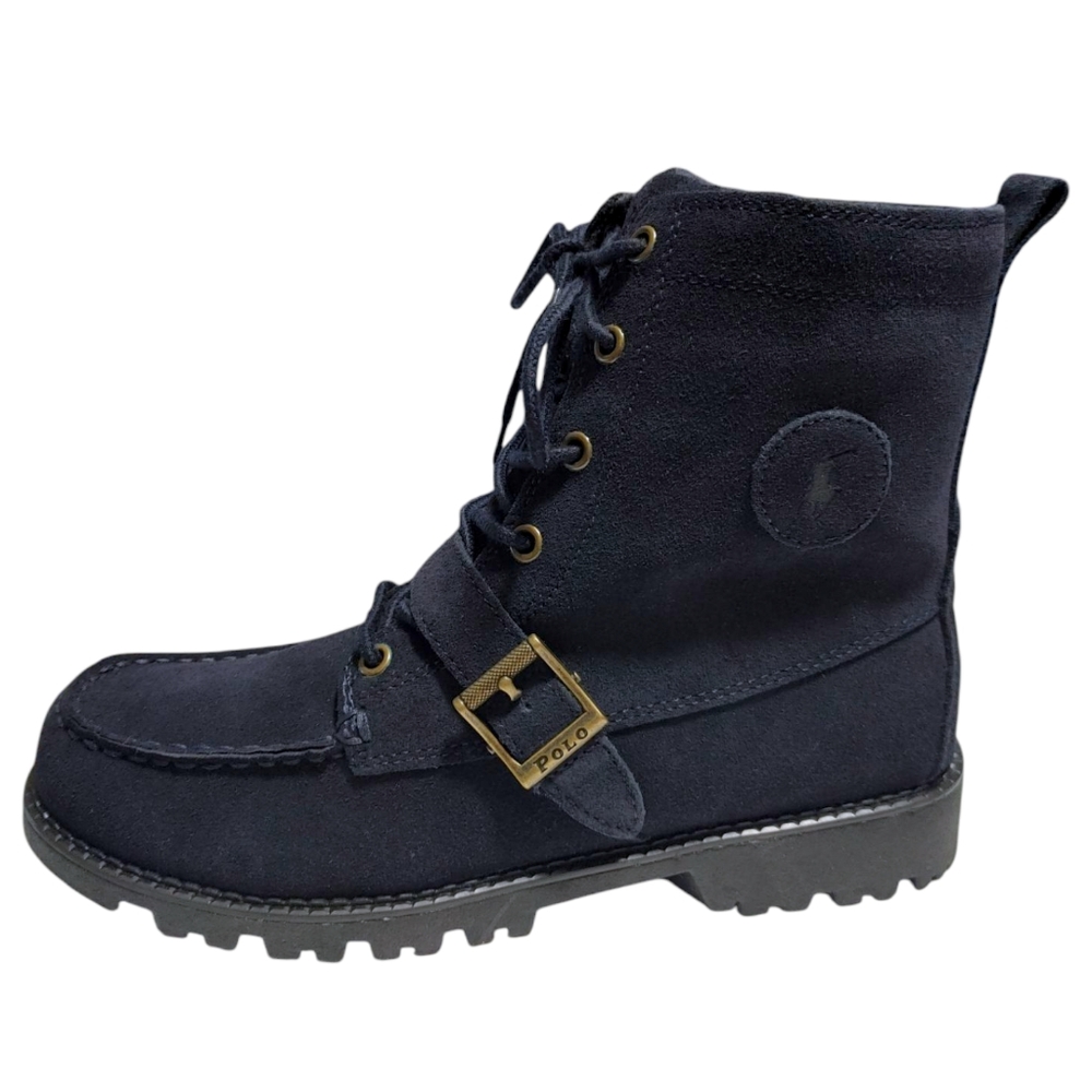 Polo Ralph Lauren Navy Blue Suede Leather Lace Up Combat Boots Mens Size 7 - Picture 10 of 10